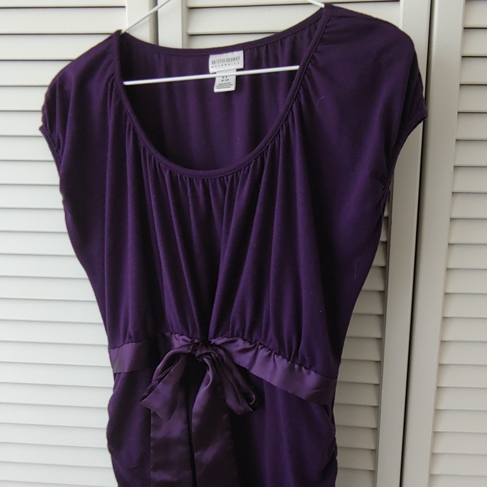 Purple shirt w satin bow